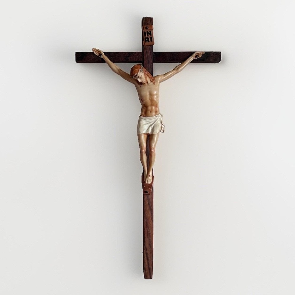 Vintage 8" Crucifix Cross Celluloid Jesus Crucifixion Religious Catholic Decor
